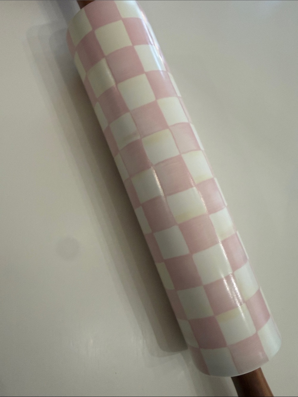 MacKenzie-Childs Rosy Check Ceramic Rolling Pin - Picture 3 of 5